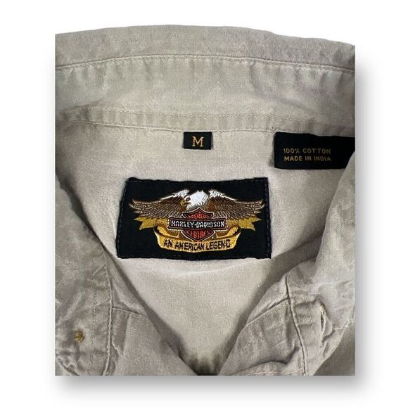 Harley Davidson Gone Fishing Front Button Shirt Size Medium - Picture 3 of 6
